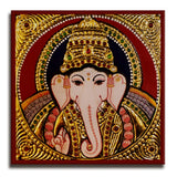 Shree Ganesh, Tanjore Art, Framed Abstract Canvas Wall Art for Bedroom