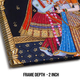 Radhe Krishna, Tanjore Art, Framed Abstract Canvas Wall Art for Bedroom