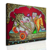 Ganesh Ji, Tanjore Art, Framed Abstract Canvas Wall Art for Bedroom