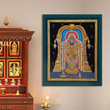 Shree Tirupati Balaji, Tanjore Art, Framed Abstract Canvas Wall Art for Bedroom
