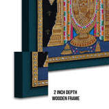 Shree Tirupati Balaji, Tanjore Art, Framed Abstract Canvas Wall Art for Bedroom