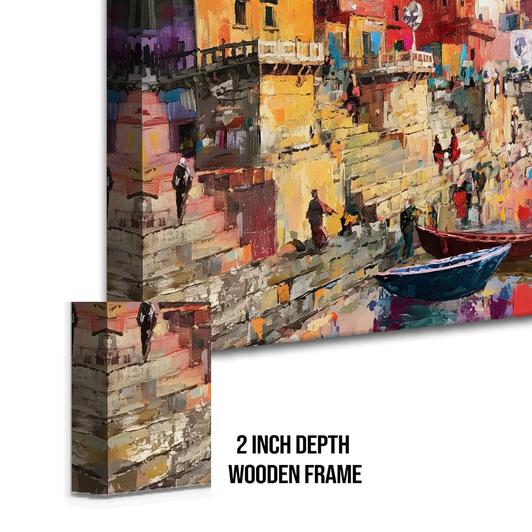 Varanasi, Traditional Canvas Art, Framed Abstract Canvas Wall Art for Bedroom