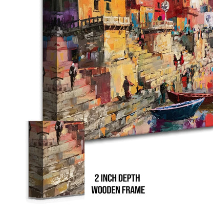 Varanasi, Traditional Canvas Art, Framed Abstract Canvas Wall Art for Bedroom