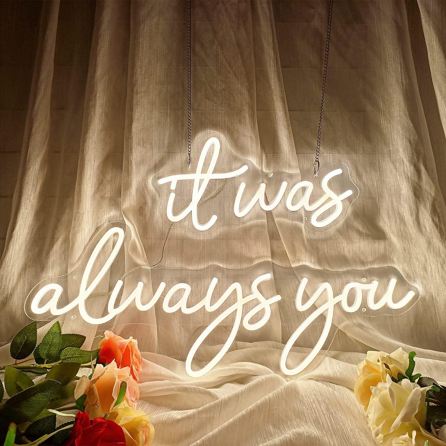 It was always you Wedding Neon Sign – Eurotex Custom Couple LED Light for Wedding Decor, Reception, Engagement & Photoshoot