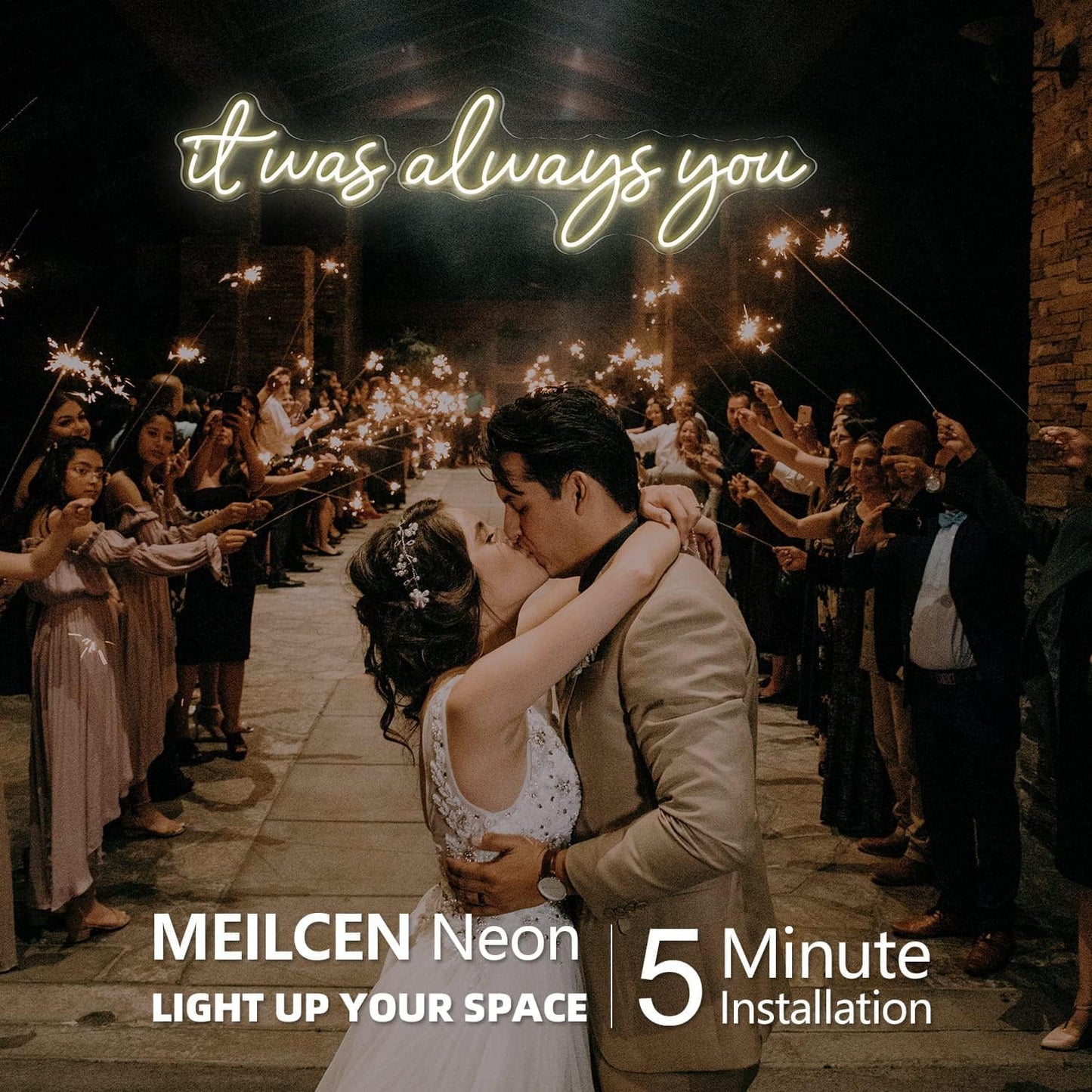 It was always you Wedding Neon Sign – Eurotex Custom Couple LED Light for Wedding Decor, Reception, Engagement & Photoshoot