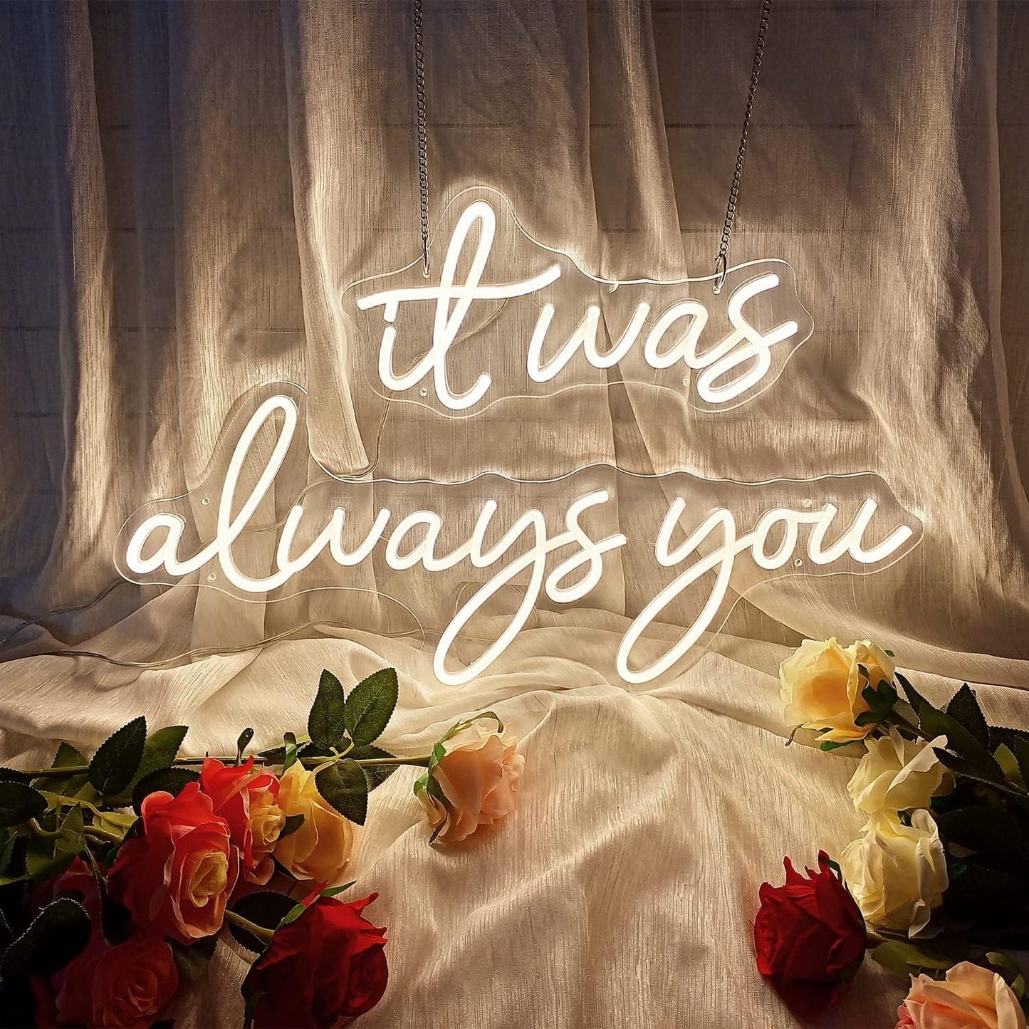 It was always you Wedding Neon Sign – Eurotex Custom Couple LED Light for Wedding Decor, Reception, Engagement & Photoshoot
