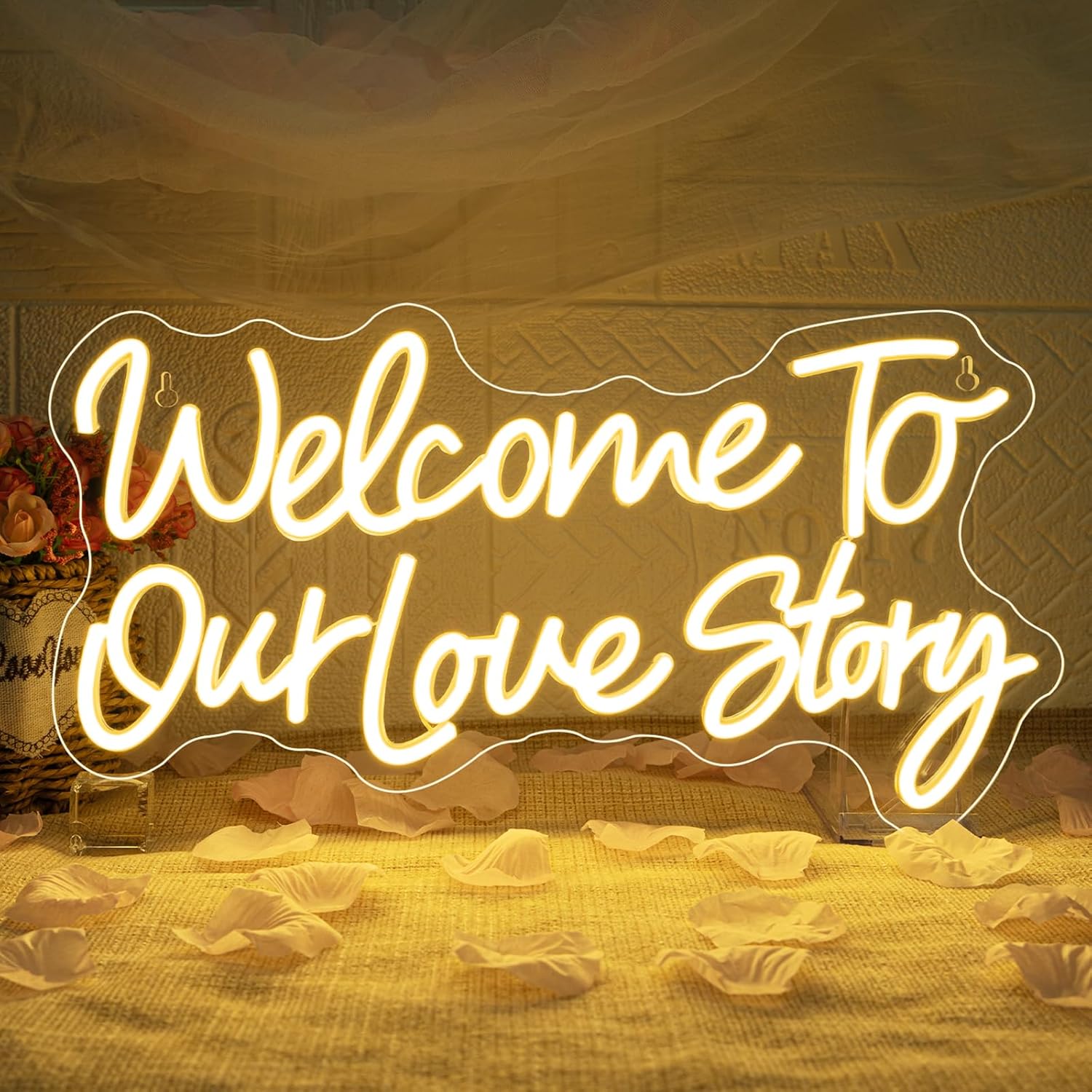 Welcome to Our Love Story Neon Light for Wedding – Custom LED Couple Sign by Eurotex for Wedding Decor, Reception, and Bedroom Wall Decor