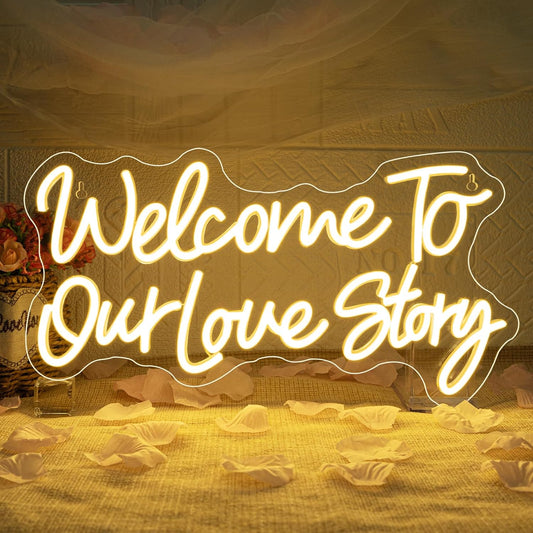 Welcome to Our Love Story Neon Light for Wedding – Custom LED Couple Sign by Eurotex for Wedding Decor, Reception, and Bedroom Wall Decor