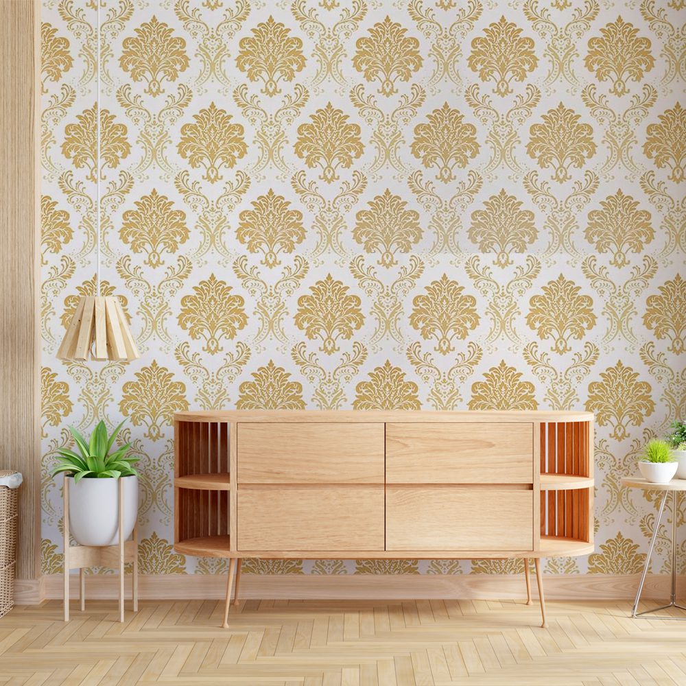 Eurotex Damask Design, Peel and Stick Wallpaper, Self Adhesive Wallpaper Rolls - (45cm x 300cm)