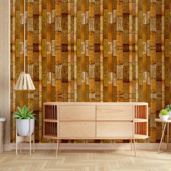 Eurotex Wooden Stripes, Wallpaper Design For Walls, Dark Multi-Color (PVC, 1. 74 X 33ft, 57 sq.ft)