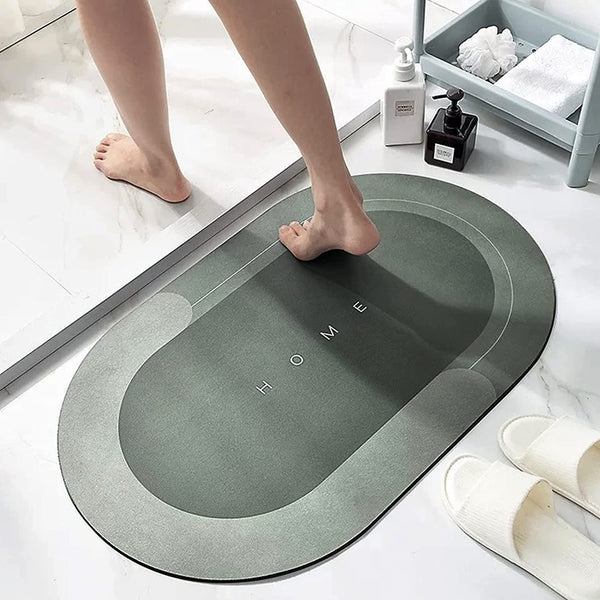 Eurotex Bath Mat Rug Super Absorbent Quick Dry Non Slip Mat (Diatomeous Earth, 40cm x 60cm, Green)