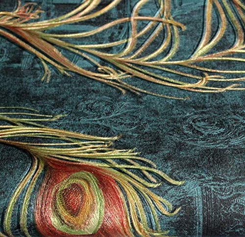 Eurotex Mor Pankh Design, Peacock Feather Wallpaper, (Luxury Vinyl Coated, 57 sq.ft Roll) My Store
