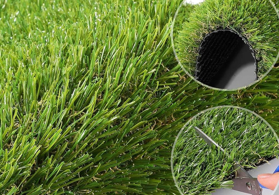 Artificial Grass Lawn Turf Realistic Synthetic Grass Mat, Indoor Outdoor Garden Lawn Landscape for Pets, Fake Faux Grass Rug with Drainage Holes