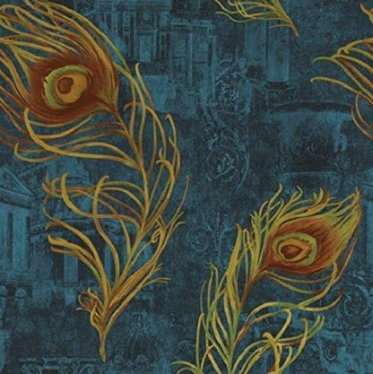 Eurotex Mor Pankh Design, Peacock Feather Wallpaper, (Luxury Vinyl Coated, 57 sq.ft Roll) My Store
