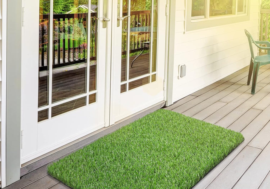 Eurotex Artificial Grass Door Mat for Covering Balcony, Bedroom Door, Kitchen Door, Pooja Room, 40mm Natural Green