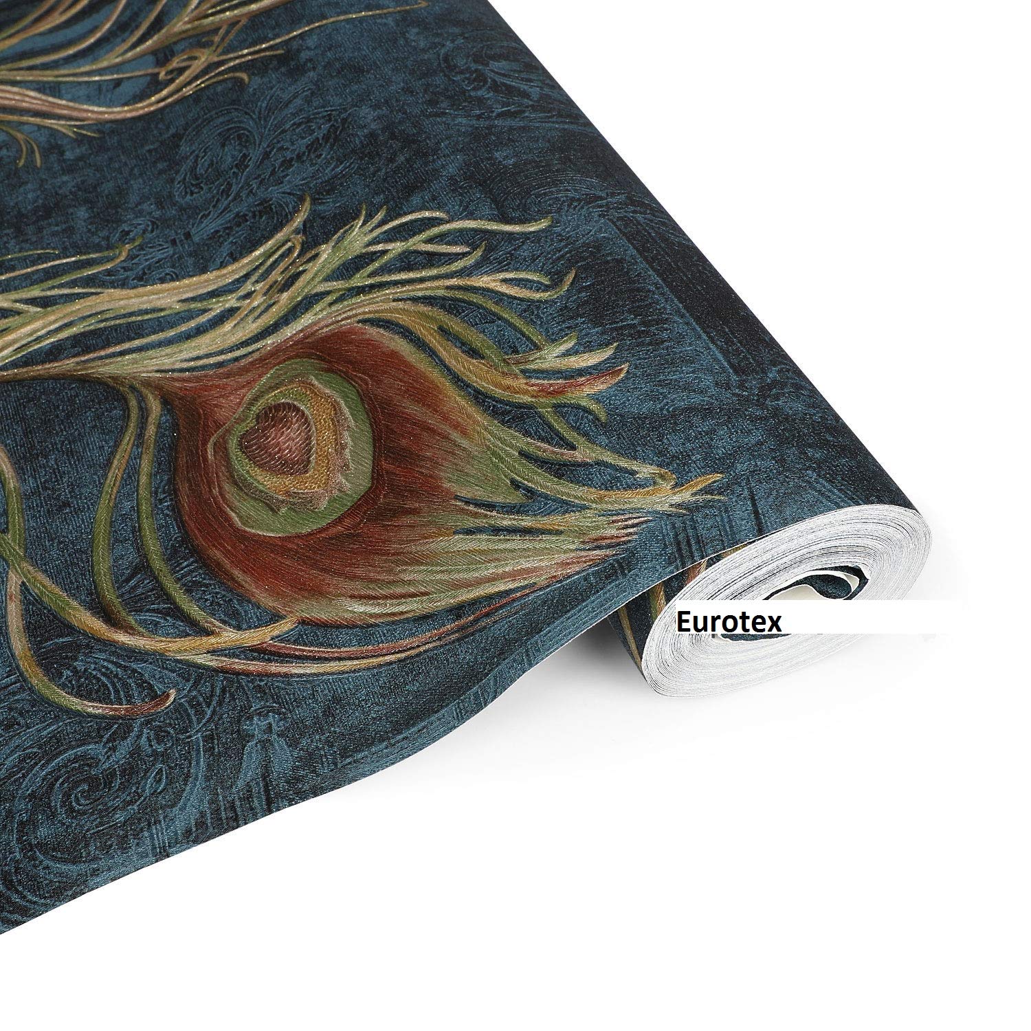 Eurotex Mor Pankh Design, Peacock Feather Wallpaper, (Luxury Vinyl Coated, 57 sq.ft Roll) My Store