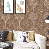 Eurotex Damask Design, Living Room Wallpaper, Almond (Luxury Vinyl Coated, 57 sq.ft Roll) My Store
