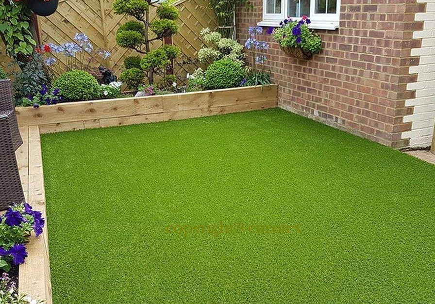 Eurotex Realistic Artificial Grass Rug Indoor Outdoor - Thick Synthetic Fake Grass Mat for Garden Lawn Landscape -40mm, 6.5 X 8 ft, Natural Green