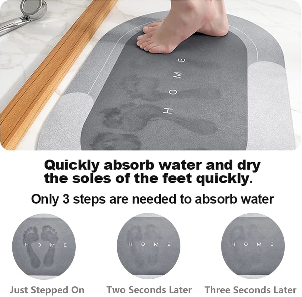 Eurotex Bath Mat Rug Super Absorbent Quick Dry Non Slip Mat (Diatomeous Earth, 40cm x 60cm, Grey) My Store