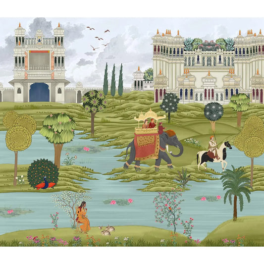 Bharat, Rich Indian Scenic Wallpaper, Customised by Sushma Designer Eurotex